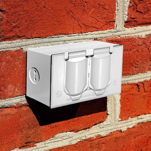 Sigma Electric Electrical Box Cover, 1 Gang, Rectangular, Metal Die-Cast, Duplex Receptacle Cover - 14245WH