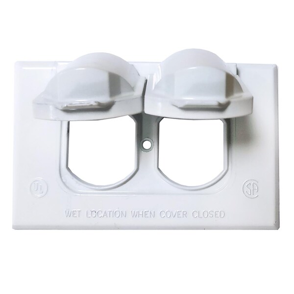 Sigma Electric Electrical Box Cover, 1 Gang, Rectangular, Metal Die-Cast, Duplex Receptacle Cover - 14245WH
