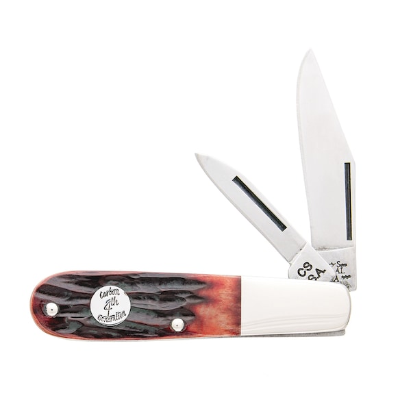 Bear & Sons Cutlery 2023 Bear 3 1/2' Red Stag Bone 2 Blade Barlow - BEA-CRSB281