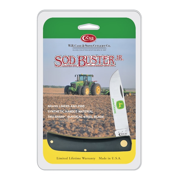 Case Cutlery 2023 Case John Deere Black Synthetic Sod Buster Jr 2137 Ss Clam Shell - CAS-01826