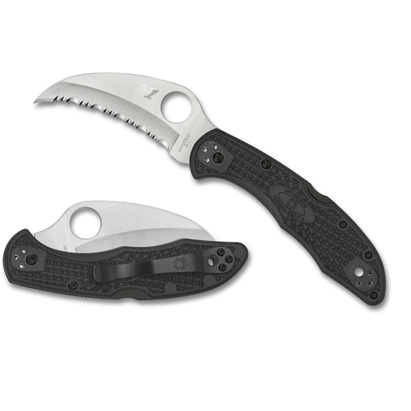 Spyderco 2024 Spyderco Tasman Salt 2 Lightweight Black H1 Serrated - SPY-C106SBK2