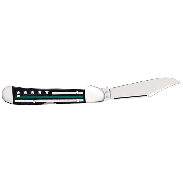 Case Cutlery 2023 Case Stripes Of Service Smooth Black Bone W/Color Inlays Green Line Mini Trapper 6207 Ss - CAS-09576
