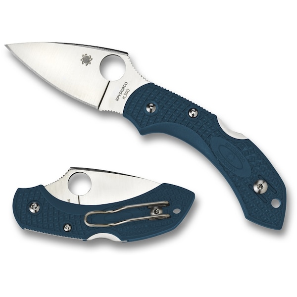 Spyderco 2024 Spyderco, Reveal V5, Dragonfly 2, Plain Edge, Blue Frn Handles - SPY-C28FP2K390