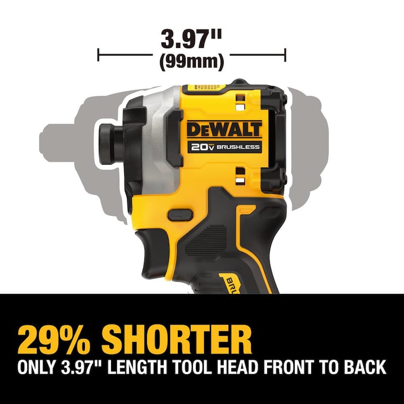 DEWALT ATOMIC 20V MAX Atornillador de impacto compacto inalámbrico sin escobillas de 1/4 de pulgada (solo herramienta) - DCF850B