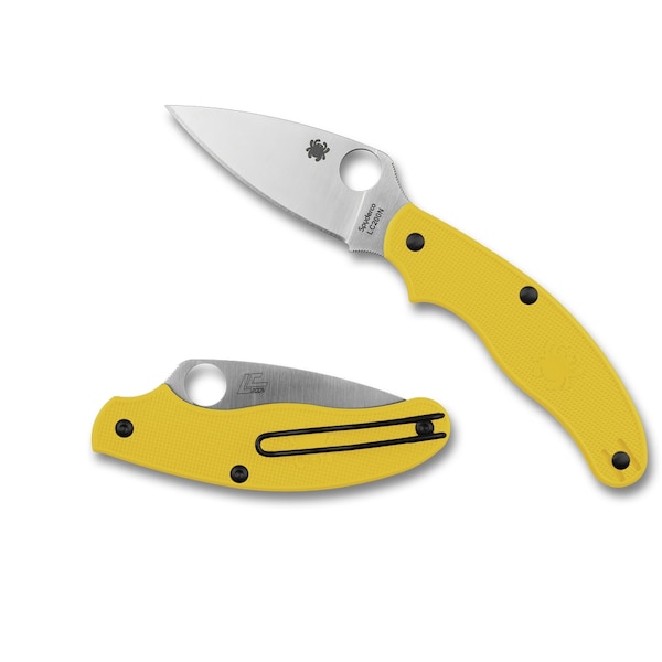 Spyderco 2024 Spyderco Uk Penknife, Lightweight Yellow, Plain Lc200N Steel, Reveal 7 - SPY-C94PYL