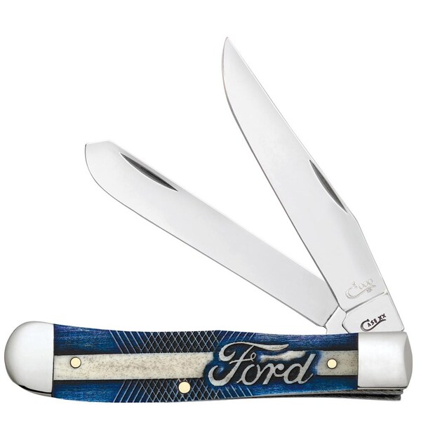 Case Cutlery 2023 Case Ford Gift Set Embellished Smooth Natural Bone Trapper 6254 Ss Jewel Box - CAS-14323