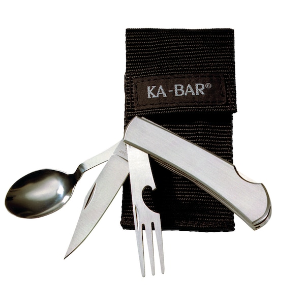 Ka-Bar Knives 2024 Ka-Bar Hobo-Stainless Fork/Knife/Spoon-Boxed, Black Nylon Sheath - KAB-1300