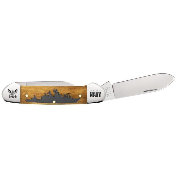 Case Cutlery 2023 Case U.S. Navy Embellished Smooth Antique Bone Canoe 62131 Ss - CAS-17720