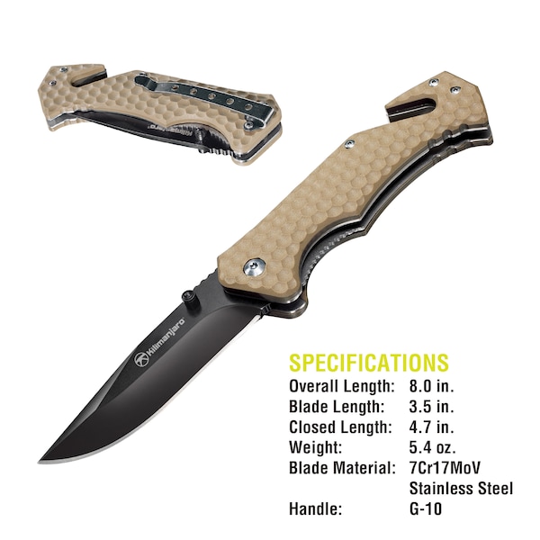 Kilimanjaro Folding Knife - Utac - Black Finish - 910032