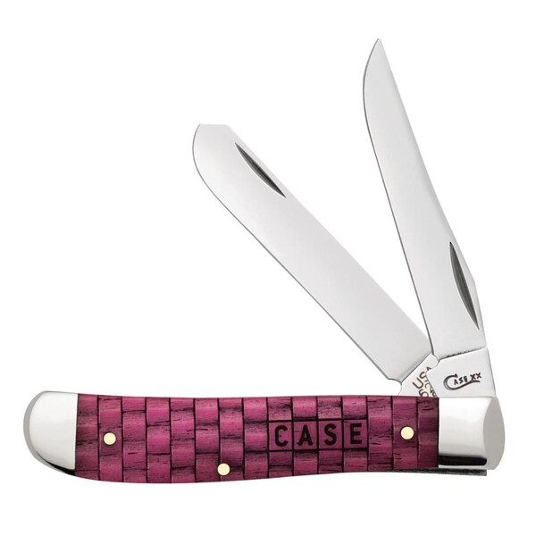 Case Cutlery 2023 Case Basket Weave Natural Bone Smooth Merlot Color Wash Mini Trapper 6207 Ss - CAS-15508