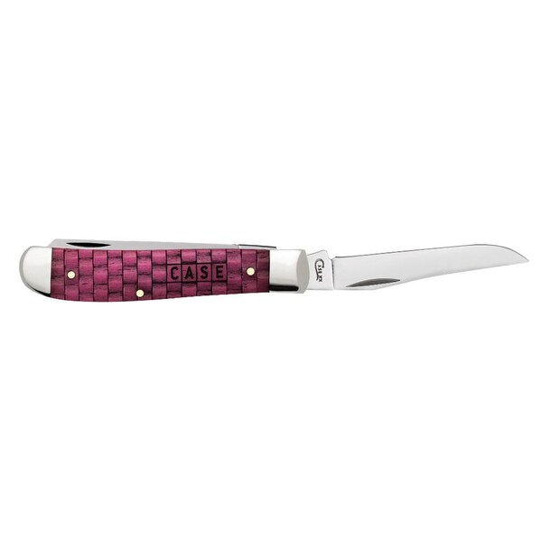 Case Cutlery 2023 Case Basket Weave Natural Bone Smooth Merlot Color Wash Mini Trapper 6207 Ss - CAS-15508