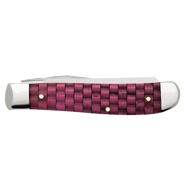 Case Cutlery 2023 Case Basket Weave Natural Bone Smooth Merlot Color Wash Mini Trapper 6207 Ss - CAS-15508