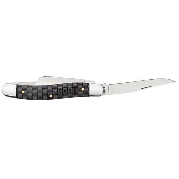 Case Cutlery 2023 Case Basket Weave Natural Bone Smooth Charcoal Color Wash Medium Stockman 6318 Ss - CAS-15506