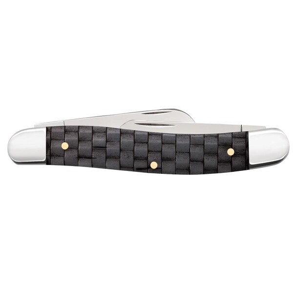 Case Cutlery 2023 Case Basket Weave Natural Bone Smooth Charcoal Color Wash Medium Stockman 6318 Ss - CAS-15506