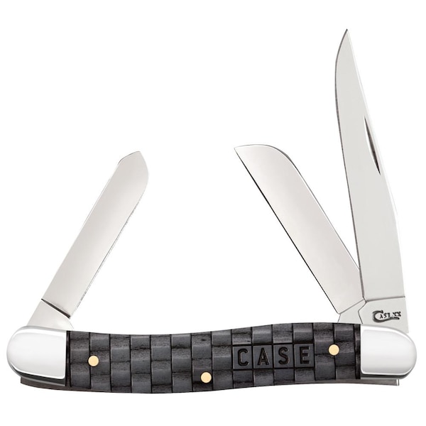 Case Cutlery 2023 Case Basket Weave Natural Bone Smooth Charcoal Color Wash Medium Stockman 6318 Ss - CAS-15506