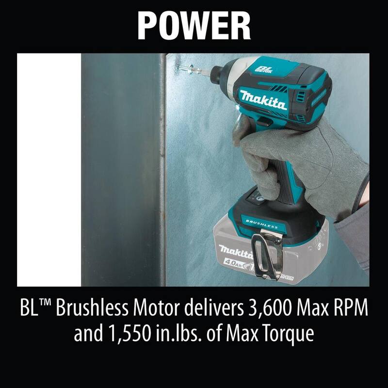 Controlador de impacto inalámbrico Makita 18V LXT de iones de litio sin escobillas de 1/4 de pulgada con modo de cambio rápido de 3 velocidades (sólo herramienta) - XDT14Z.