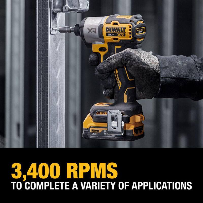 DEWALT 20V MAX XR Kit de Impacto Inalámbrico sin Escobillas de Litio-Ion de 1/4 de pulgada y 3 velocidades con baterías de 2Ah y 1.7Ah, cargador y estuche - DCF845D1E1