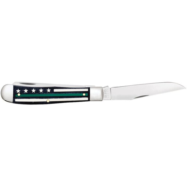 Case Cutlery 2023 Case Stripes Of Service Smooth Black Bone W/Color Inlays Green Line Trapper 6254 Ss - CAS-09575