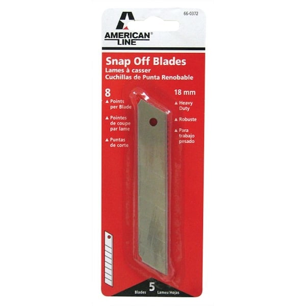 American Line Knife Blade, 18 mm, 3.156 in L, HCS, 2-Facet Edge, 8-Point - 66-0372
