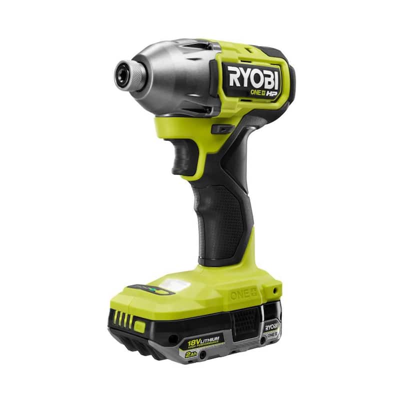 Kit de destornillador de impacto inalámbrico sin escobillas RYOBI ONE+ HP de 18V 1/4 in, 4 modos con (2) baterías de alto rendimiento de 2.0 Ah, cargador, bolsa - PBLID02K.