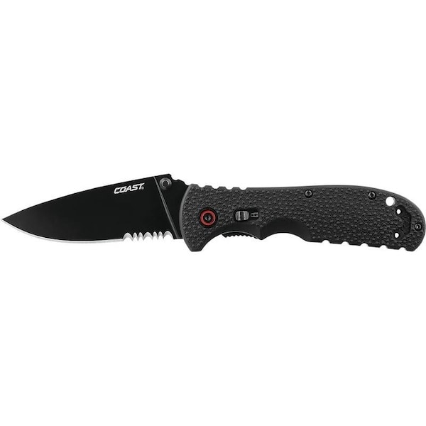 Coast Cutlery Folding Knife, 358 in L Blade, 7Cr17 Stainless Steel Blade, Textured Handle - 20822