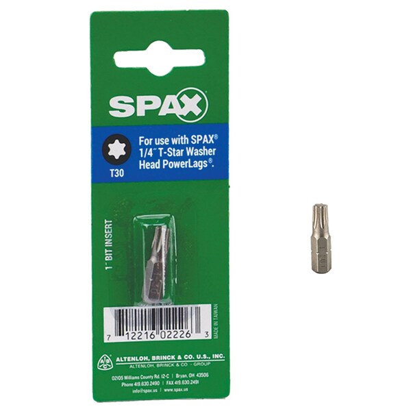 Spax T-Star Washer T30 X 1 in. L Driver Bit Steel 1 pc - 5000002016309