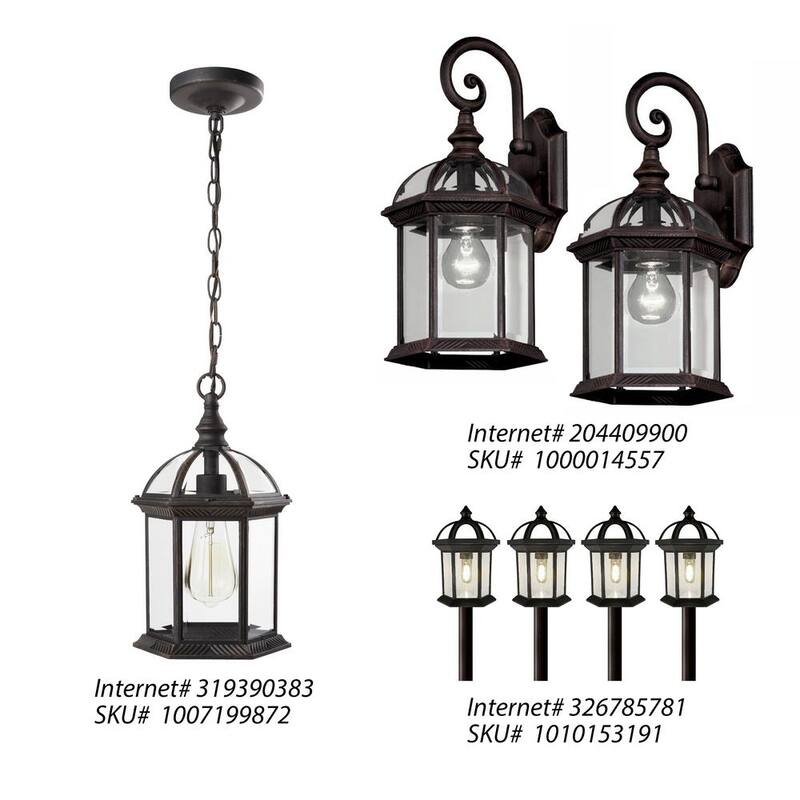 Luz de pared exterior Hampton Bay Wickford de 15.4 pulgadas con un foco, color bronce envejecido y cristal transparente, cableado duro (paquete de 2) - 7072-2RT