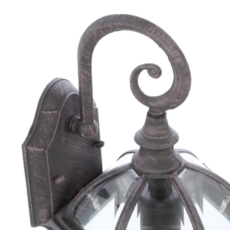 Luz de pared exterior Hampton Bay Wickford de 15.4 pulgadas con un foco, color bronce envejecido y cristal transparente, cableado duro (paquete de 2) - 7072-2RT