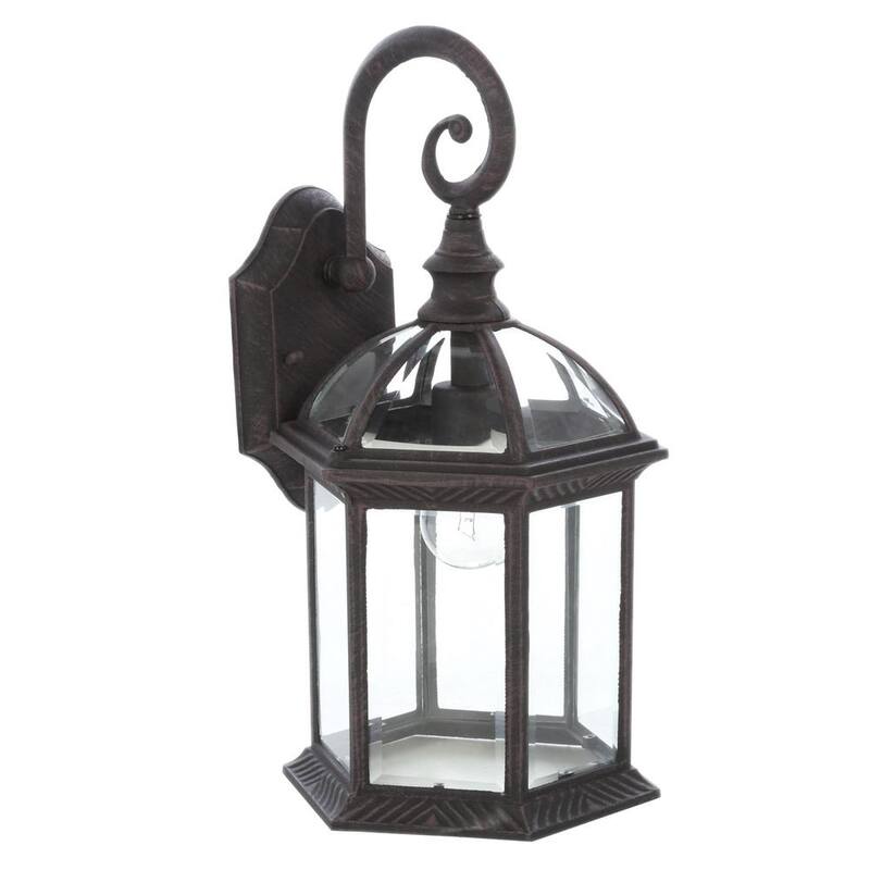Luz de pared exterior Hampton Bay Wickford de 15.4 pulgadas con un foco, color bronce envejecido y cristal transparente, cableado duro (paquete de 2) - 7072-2RT
