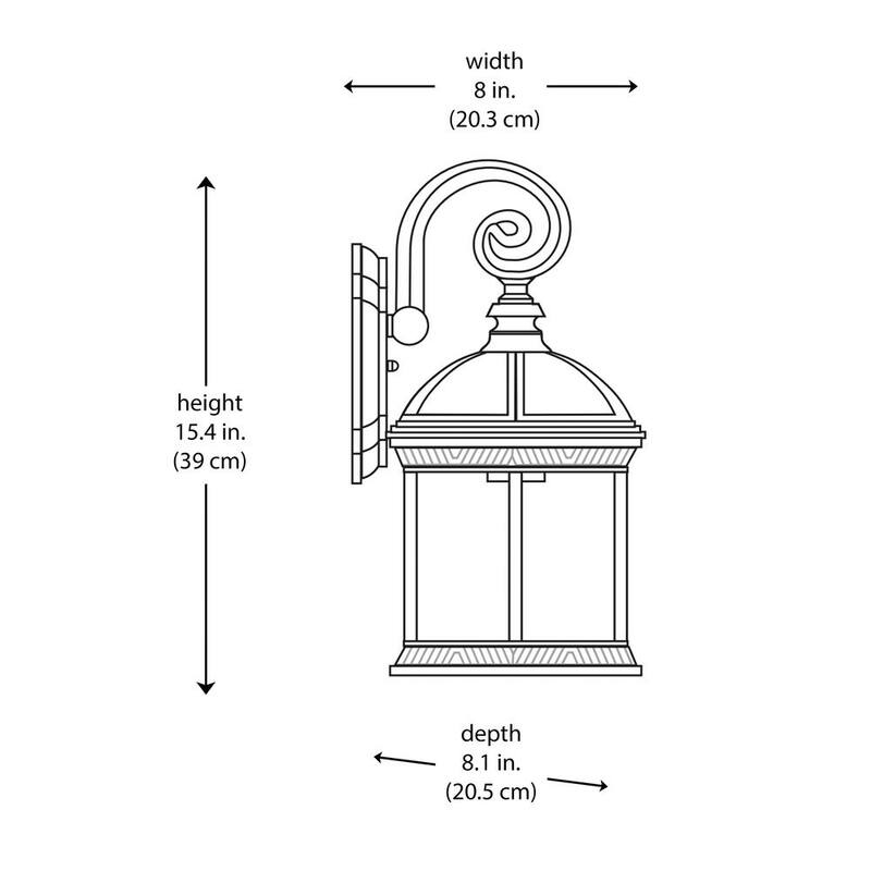 Luz de pared exterior Hampton Bay Wickford de 15.4 pulgadas con un foco, color bronce envejecido y cristal transparente, cableado duro (paquete de 2) - 7072-2RT