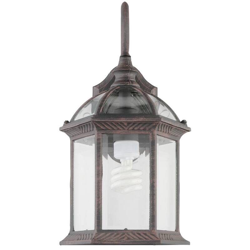 Luz de pared exterior Hampton Bay Wickford de 15.4 pulgadas con un foco, color bronce envejecido y cristal transparente, cableado duro (paquete de 2) - 7072-2RT