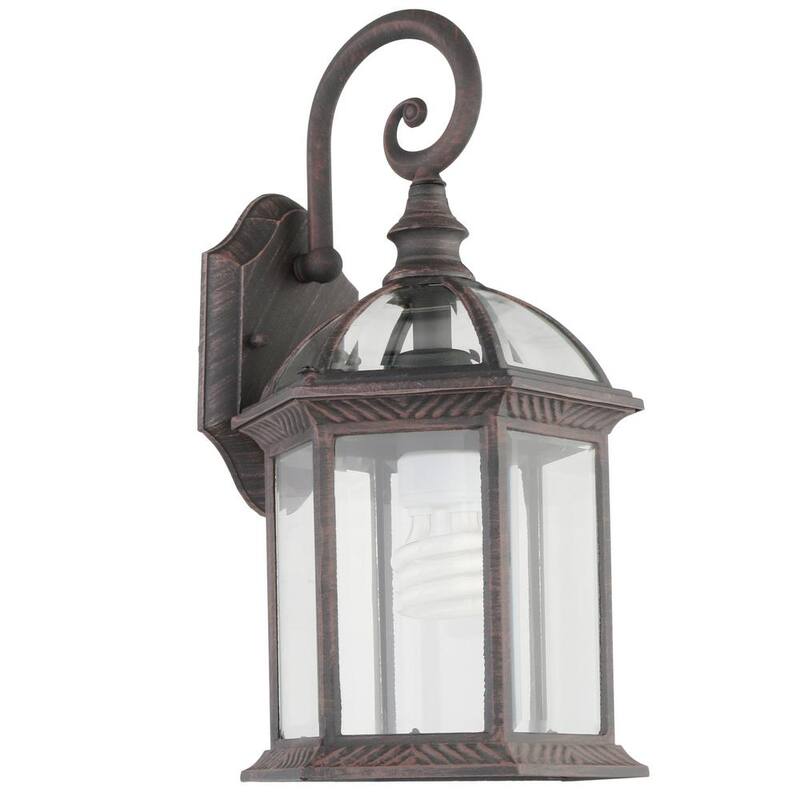 Luz de pared exterior Hampton Bay Wickford de 15.4 pulgadas con un foco, color bronce envejecido y cristal transparente, cableado duro (paquete de 2) - 7072-2RT