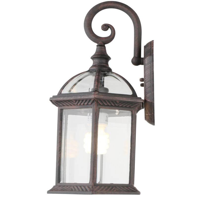 Luz de pared exterior Hampton Bay Wickford de 15.4 pulgadas con un foco, color bronce envejecido y cristal transparente, cableado duro (paquete de 2) - 7072-2RT