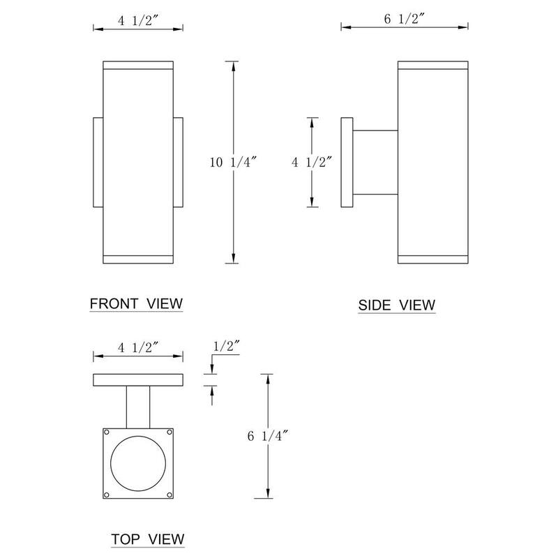 Luminaria de pared para exteriores C Cattleya 10.25 pulgadas 2 luces en negro mate de aluminio fundido a presión - CA2202-W