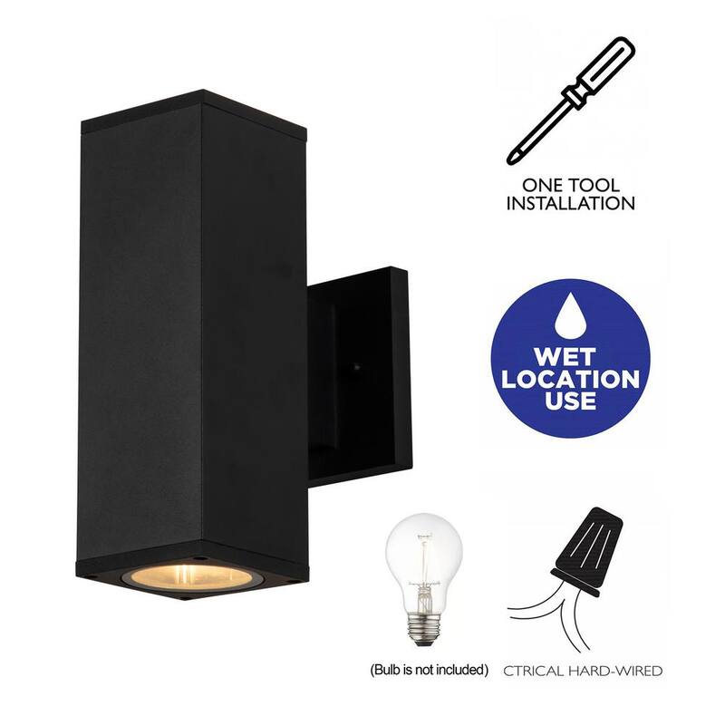 Luminaria de pared para exteriores C Cattleya 10.25 pulgadas 2 luces en negro mate de aluminio fundido a presión - CA2202-W