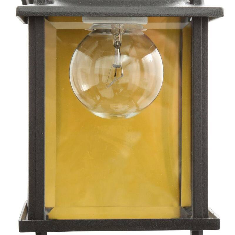 Lámpara de pared para exteriores Hampton Bay 8.19 pulgadas en negro con estilo de farol de entrenador y cristal transparente, alambrado duro, sin foco incluido - G14806-BK.