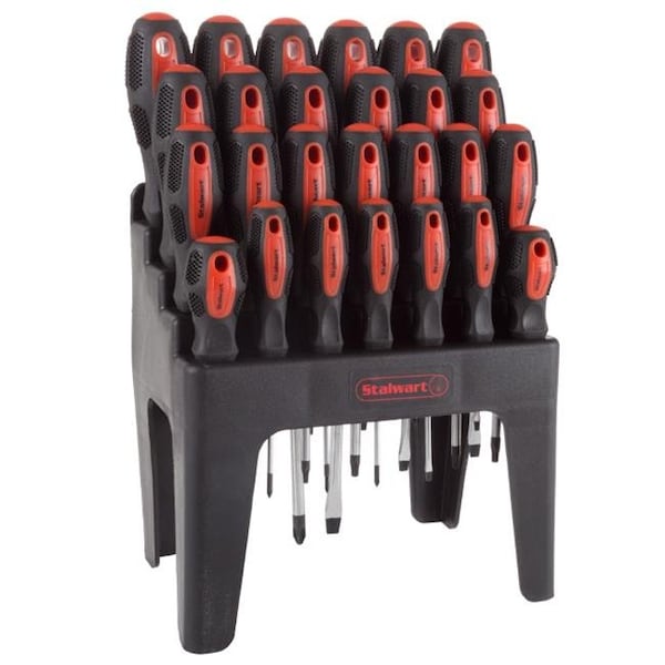 Stalwart Stalwart 75-HT4090 Screwdriver Set with Wall Mount; Stand & Magnetic Tips; Red & Black - 26 Piece - 75-HT4090