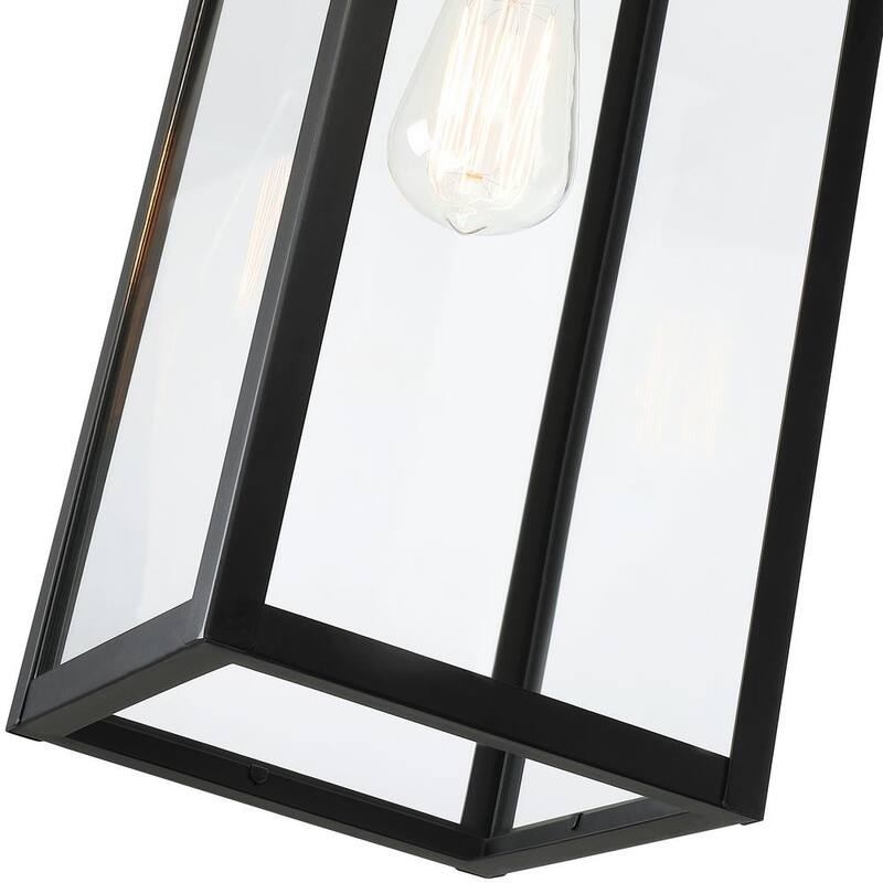 Lámpara de pared grande para exteriores Uixe 22 pulgadas, 1 luz, acabado negro mate con jaula clásica y cristal transparente - SSL-12191L