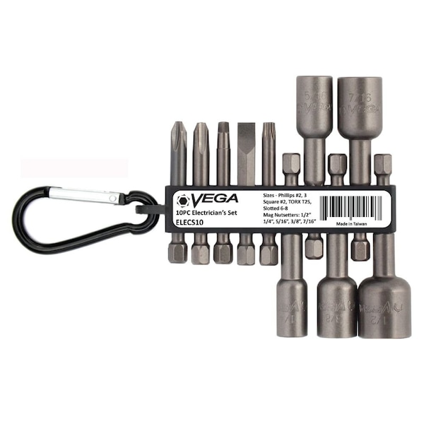 Vega Driver Bit and Nut Setter Set, 6 pieces - V4N2B3