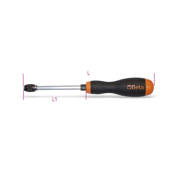 Beta 851SR Magnetic Quick Release Bit Holder with Handle, 1/4 in Hex - 008510001
