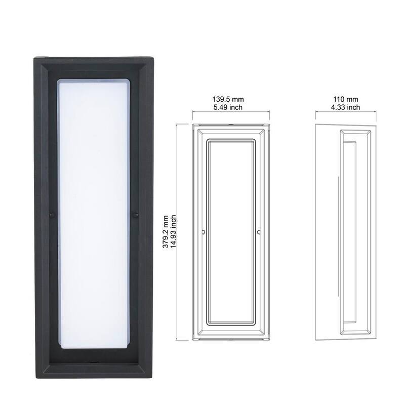 Colección de decoración para el hogar Rockwood de 14.93 pulgadas en negro, moderna luz de pared exterior con cambio de color LED integrado (1 paquete) alimentada por Hubspace - G19226