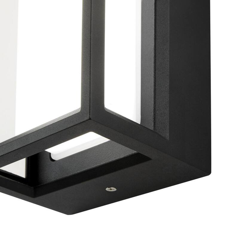 Colección de decoración para el hogar Rockwood de 14.93 pulgadas en negro, moderna luz de pared exterior con cambio de color LED integrado (1 paquete) alimentada por Hubspace - G19226