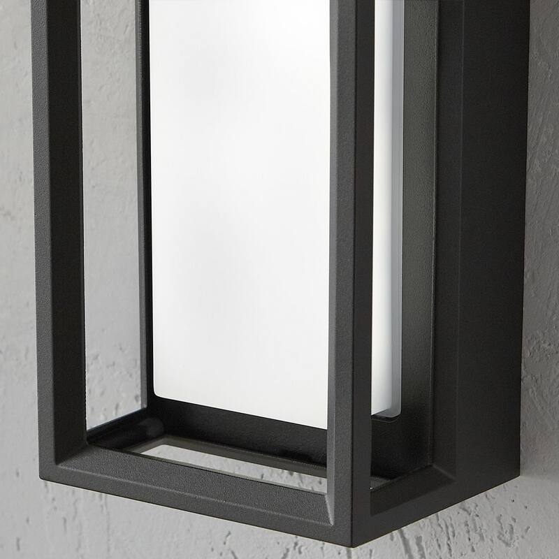 Colección de decoración para el hogar Rockwood de 14.93 pulgadas en negro, moderna luz de pared exterior con cambio de color LED integrado (1 paquete) alimentada por Hubspace - G19226