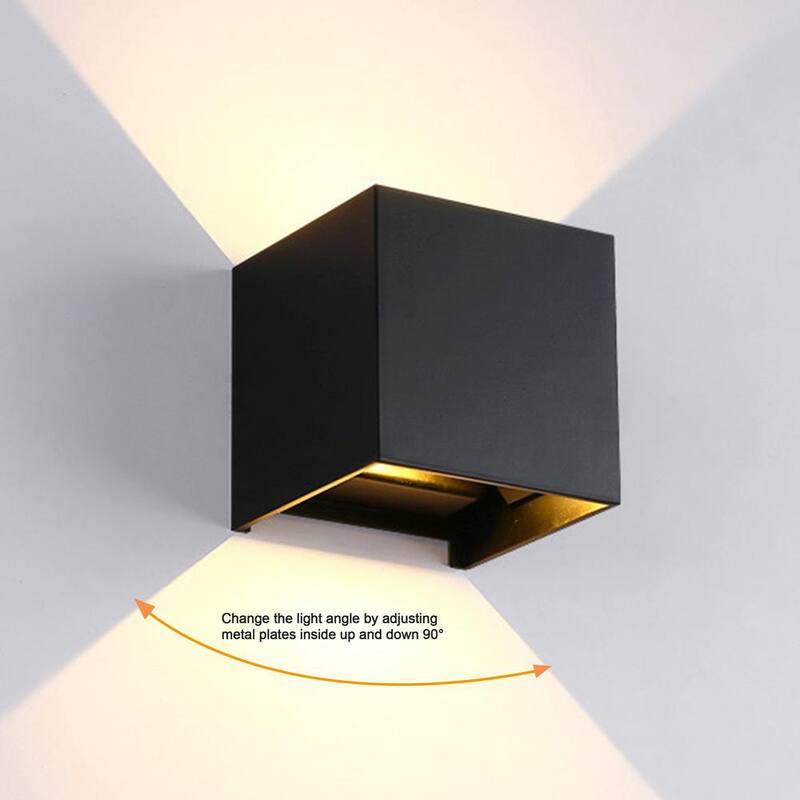 Aplique de pared para exteriores C Cattleya de 2 luces en aluminio negro mate con haz de luz ajustable con LED (paquete de 2) - CA2194-2W