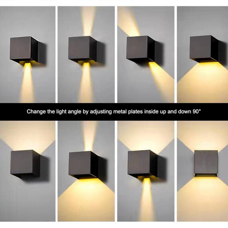 Aplique de pared para exteriores C Cattleya de 2 luces en aluminio negro mate con haz de luz ajustable con LED (paquete de 2) - CA2194-2W