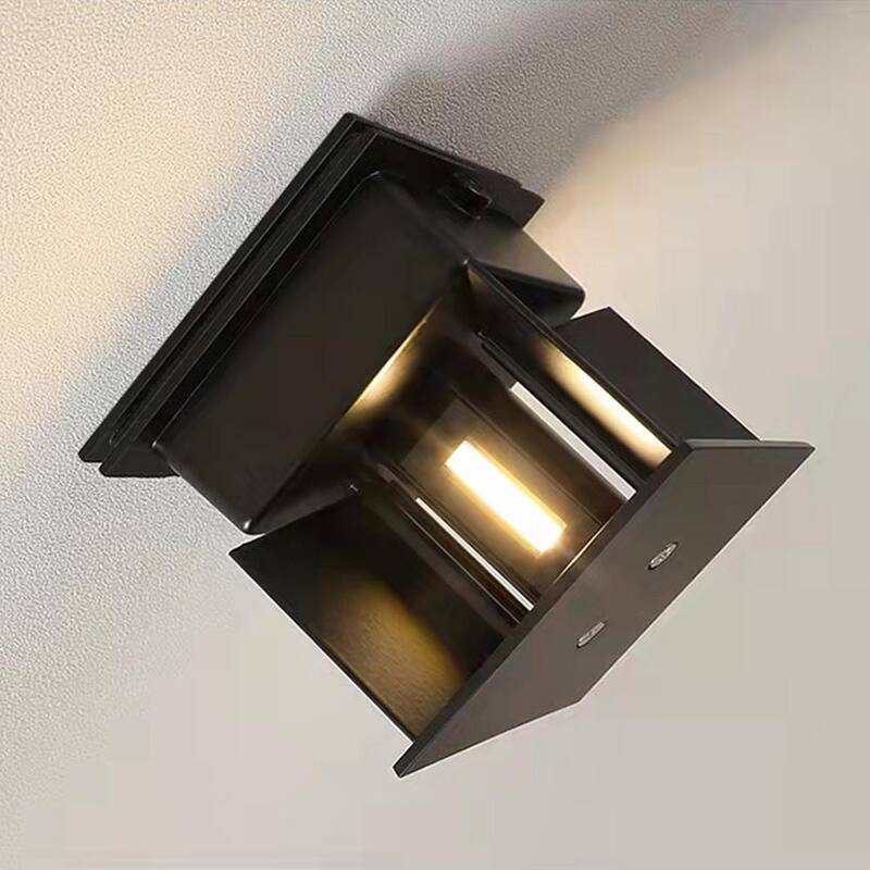 Aplique de pared para exteriores C Cattleya de 2 luces en aluminio negro mate con haz de luz ajustable con LED (paquete de 2) - CA2194-2W