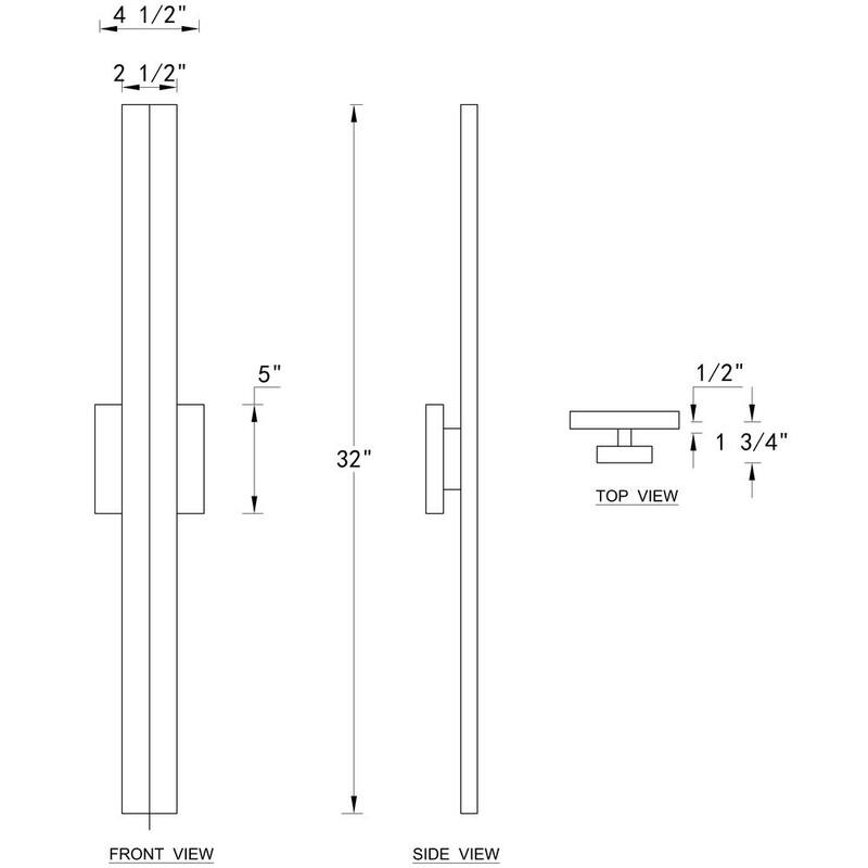 Lámpara de pared de exterior LED con 2 luces de aluminio negro mate, duro, HLA2280-LW 32 pulgadas (1 paquete)