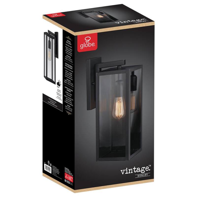 Foco de Pared de Una Luz Hurley Negro Moderno para Interior/Exterior de Globe Electric - 44314