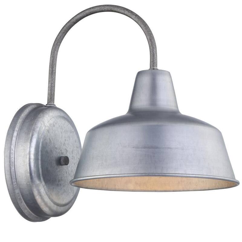 Lámpara de pared de granero Uixe de un solo foco de galvanizado con cableado duro para exteriores (paquete de 1) - SSL-18281GD