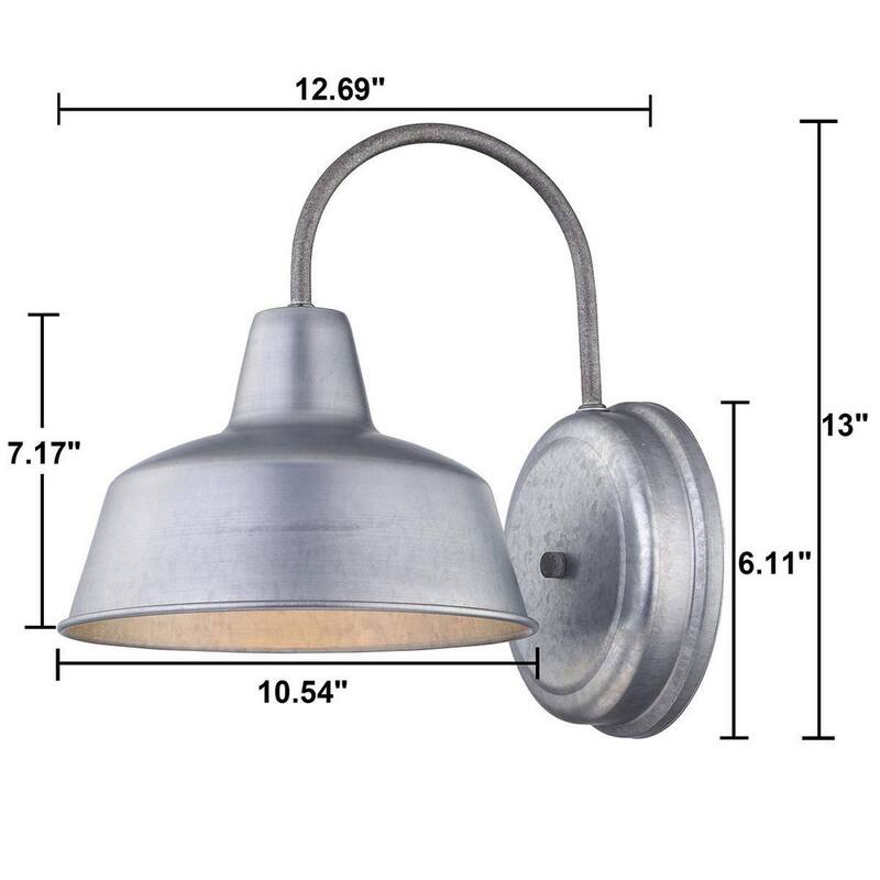 Lámpara de pared de granero Uixe de un solo foco de galvanizado con cableado duro para exteriores (paquete de 1) - SSL-18281GD